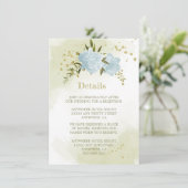 romantisch blaue Blumen Gründetails Begleitkarte (Stehend Vorderseite)