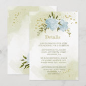 romantisch blaue Blumen Gründetails Begleitkarte (Vorne/Hinten)