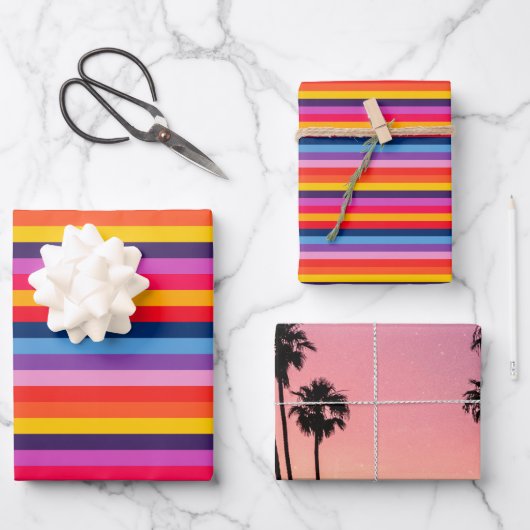 Romantisch bunt geschenkpapier set (Vorderseite)