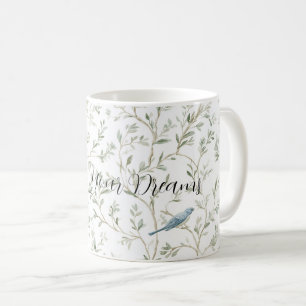Romantisch Chic Schöne Blaue Vögel Blumen Kaffeetasse