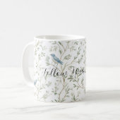 Romantisch Chic Schöne Blaue Vögel Blumen Kaffeetasse (Vorderseite Links)