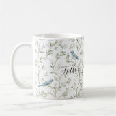 Romantisch Chic Schöne Blaue Vögel Blumen Kaffeetasse (Links)