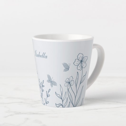 Romantisch elegant dusty blau milchtasse (Rechte Ecke)