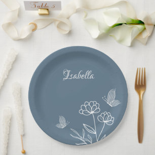 Romantisch elegant dusty blau pappteller