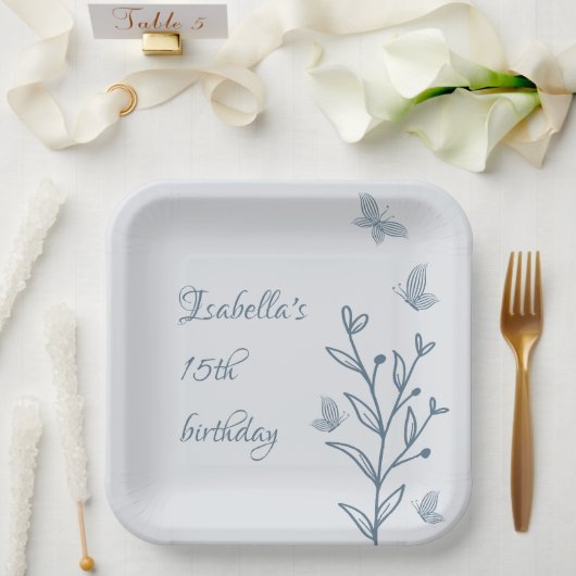 Romantisch elegant dusty blau pappteller (Hochzeit)