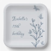 Romantisch elegant dusty blau pappteller (Vorderseite)