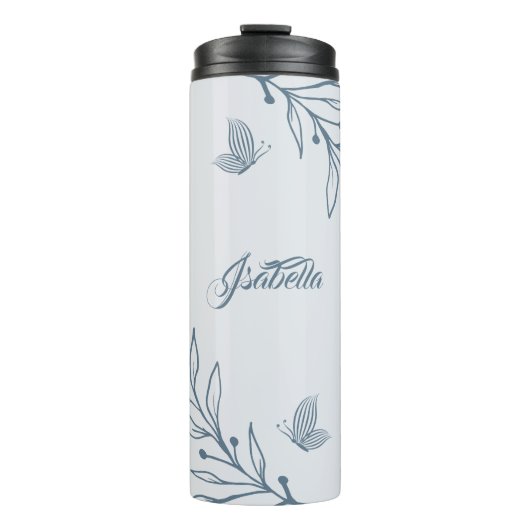 Romantisch elegant dusty blau thermosbecher (Vorderseite)