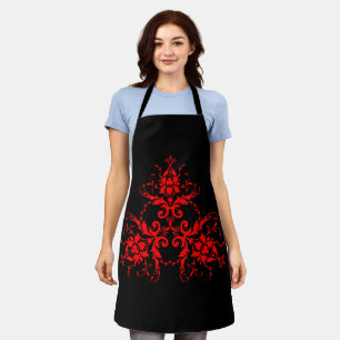 Romantisch, Elegant Vintage Damast Roter Gothik Schürze