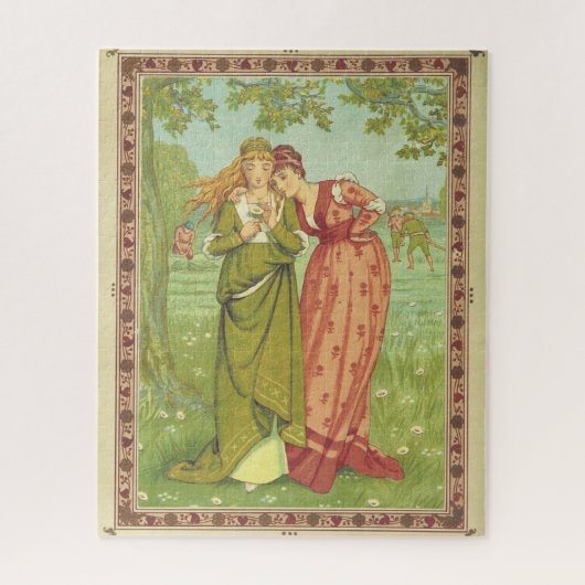 Romantisch Elegant Vintage Valentinstag, viktorian Puzzle (Vertikal)