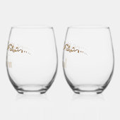 Romantisch, elegant, Whimsical Gold Personalisiert Weinglas Ohne Stiel (Links)