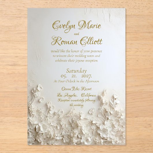 Romantisch elegante Mattierte Akryllische Einladun Acryleinladungen (Vorderseite)