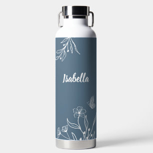 Romantisch elegante staubblaue Blüten Trinkflasche