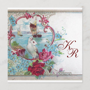 ROMANTISCH ELEGANTES BLUMENHochZEITS MONOGRAMM Ankündigung
