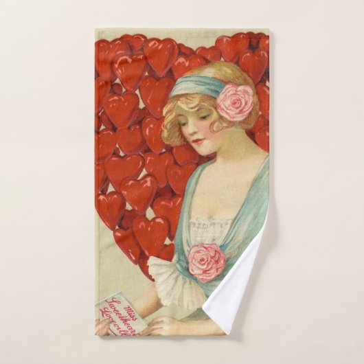 Romantisch Elegantes Retro-Valentinstagsgruß, John Handtuch (Handtuch)