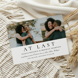 Romantisch endlich Zweier-Foto Schwarz-Weiß-Hochze Save The Date