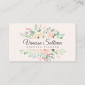 Romantisch erröten Aquarell-BlumenVisitenkarten Visitenkarte (Vorderseite)