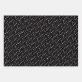 romantisch Fleuri Elegant Schwarz und Rosa Pastel, Geschenkpapier Set (Vorderseite 3)