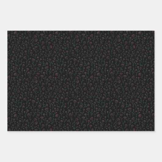 romantisch Fleuri Elegant Schwarz und Rosa Pastel, Geschenkpapier Set (Vorderseite)