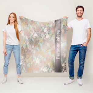 Romantisch, Gold, Türkis, , Aquarell, Chic, Floral Fleecedecke