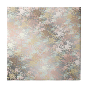 Romantisch, Gold, Türkis, , Aquarell, Chic, Floral Fliese