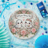 Romantisch "Heiraten Sie mir?" Lovebird Papierplat Pappteller (Party)