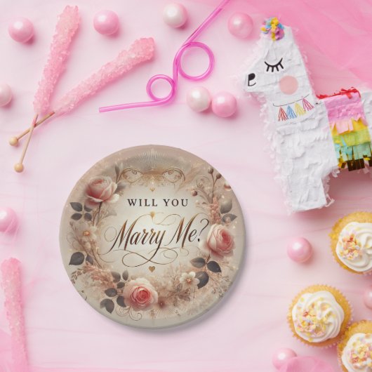 Romantisch "Heiraten Sie mir?" Papierplatte Pappteller (Party)