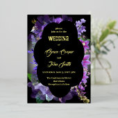 Romantisch lila mit ovaler Grenze Folieneinladung (Stehend vorne)