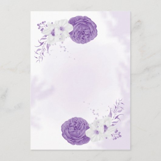 romantisch lila & weiß blühend begleitkarte (Rückseite)