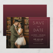 Romantisch Marone Elegant Foto Save The Date (Vorne/Hinten)