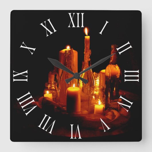 romantisch mystische Kerzen Holz Wanduhr (Vorderseite)