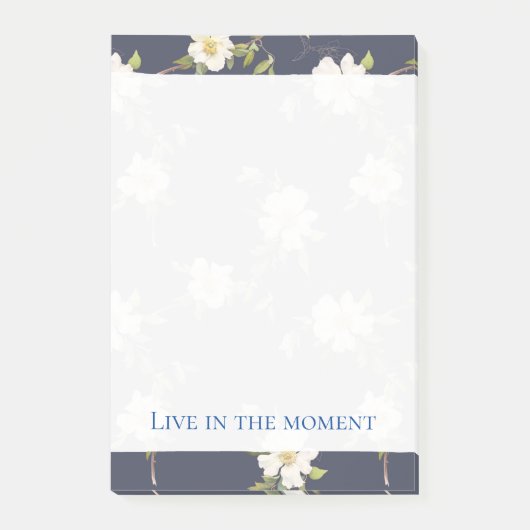 Romantisch Navy Blau Weiße Blumen Post-it Klebezettel (Vorderseite)