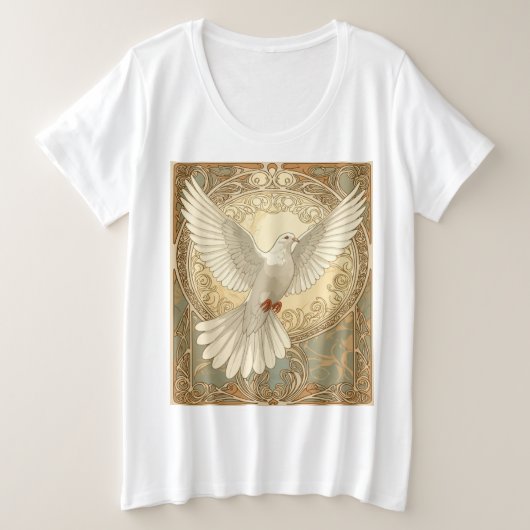Romantisch nostalgische Friedens Taube Große Größe T-Shirt (Design vorne)