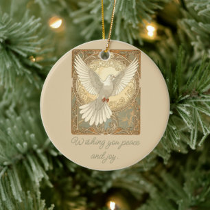 Romantisch nostalgische Friedens-Tauben-Grußkarte Keramik Ornament