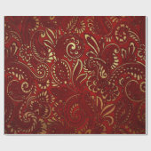Romantisch Red Bold Damask Paisley Bold Floral Geschenkpapier (Flach)