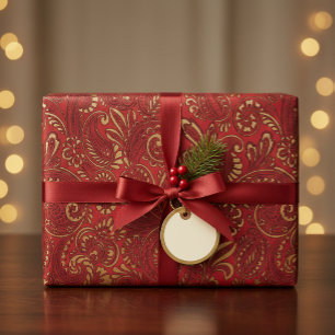 Romantisch Red Bold Damask Paisley Bold Floral Geschenkpapier