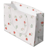 Romantisch roter Blush-Rosa Rosen Liebe Große Geschenktüte (Rückseite Schrägansicht)