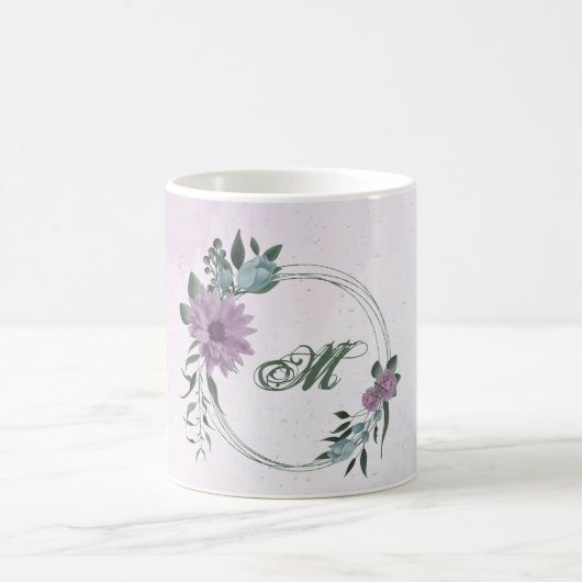 romantisch staubig lila & blau floral kaffeetasse (Mittel)