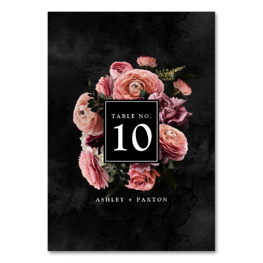 Romantisch und Moody Pink | Floral Bouquet auf Bla Tischnummer (Vorderseite)