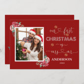 Romantisch unsere 1. Weihnachten als Herr. & Mrs.  Einladung (Vorne/Hinten)