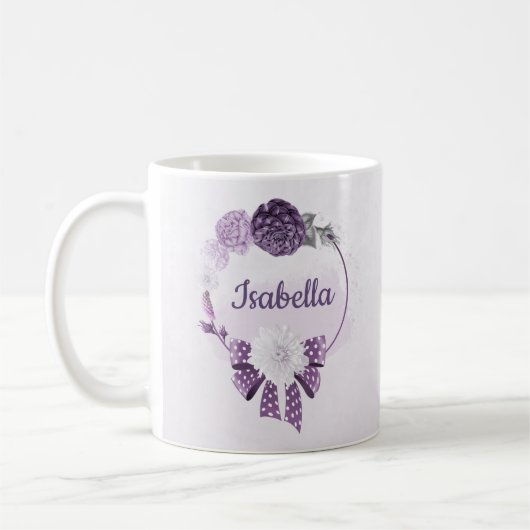 romantisch violette Blumen botanisch Kaffeetasse (Links)