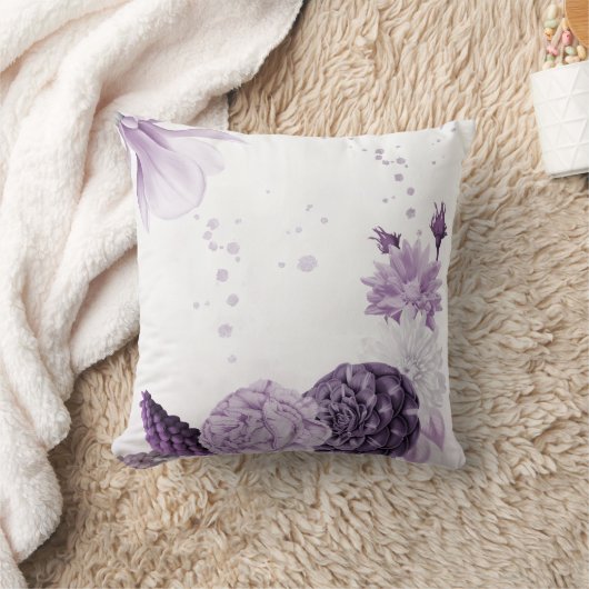 romantisch violette Blumen botanisch Kissen (Decke)