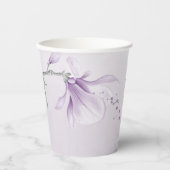 romantisch violette Blumen botanisch Pappbecher (Vorderseite)