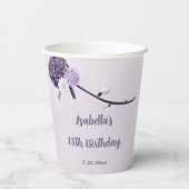 romantisch violette Blumen botanisch Pappbecher (Rückseite)