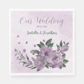 romantisch violette Blumen botanisch Serviette (Vorderseite)