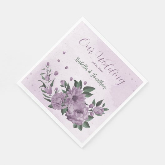 romantisch violette Blumen botanisch Serviette (Ecke)