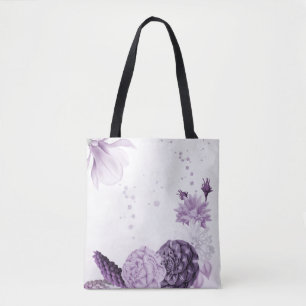 romantisch violette Blumen botanisch Tasche