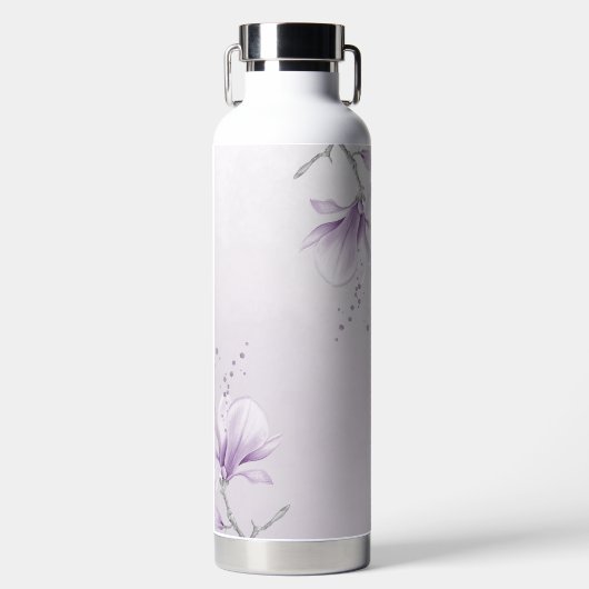 romantisch violette Blumen botanisch Trinkflasche (Vorderseite)