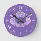 Romantisch, weiblich, Personalisiert Runde Wanduhr (Vorderseite)
