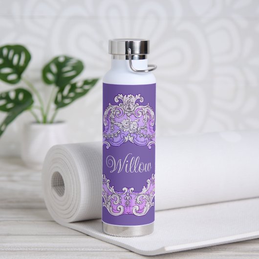Romantisch, weiblich, Personalisiert Trinkflasche (Yoga)