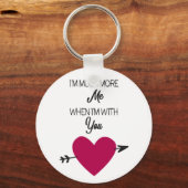 Romantisch weiß elegant mit rosa Herz Schlüsselanhänger (Vorderseite)